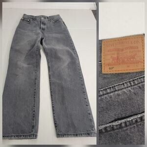 Levis 501 Premium Jeans Womens SZ 25 Straight High Rise Button Fly Rigid Gray